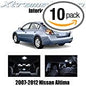 XtremeVision Interior LED for Nissan Altima Sedan 2007-2012 (10 Pieces) Pure White Interior LED Kit + Installation Tool