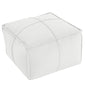 MeMoreCool Stuffed Round Pouf Ottoman Foot Rest, Floor Pouf Foot Stool with Soft Foam Chunk Filling, Small Round Ottoman Footstool Circle Footrest for Living Room - color: Piping Off-white