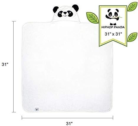 HIPHOP PANDA Hooded Towel - Rayon Made from Bamboo, Bath Towel with Bear Ears for Newborn, Babie, Toddler, Infant - Absorbent Large Baby Towel - Panda, 30 x 30 Inch