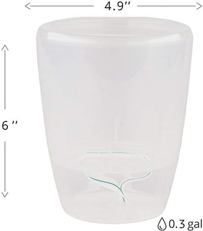 Santino 4.9 Inch ORCHIDEA Self Watering Pots for Orchids in Transparent - Decorative Wicking Planter with w/Great Aerification, Drainage and Water Level Indicator