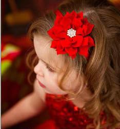 Orange Black Girl Baby Flower Headbands Rhinestone Flower Princess.(FD83-Orange Black)