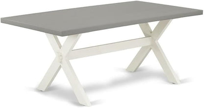 East West Furniture X097LA015-9 9 Piece Kitchen Table Set Includes a Rectangle Dining Table with X-Legs and 8 Baby Blue Linen Fabric Parsons Dining Chairs, 40x72 Inch, Multi-Color