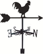 Rooster Weathervane Silhouette Art Black Metal Cock Wind Vanes Indicator Kit Outdoor Bracket for Garden Roof Yard Building (B)