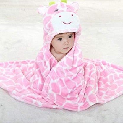 Vauwmsr Baby Hooded Blanket Ultra Soft Warm Newborn Infant Swaddle Wrap Bath Shower Towel, 25.6" x 39.4", Pink