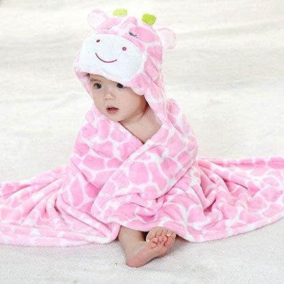 Vauwmsr Baby Hooded Blanket Ultra Soft Warm Newborn Infant Swaddle Wrap Bath Shower Towel, 25.6" x 39.4", Pink
