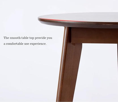 24" Round 3 Legs Casual Dining Table, Walnut Brown Rubberwood Coffee Table End Table Modern Leisure Table Small Dining Room Kitchen Furniture for Small Space