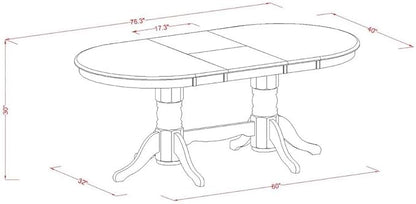 East West Furniture VABO5-LWH-W 5 Piece Kitchen Table Set for 4 Includes an Oval Dining Room Table with Butterfly Leaf and 4 Solid Wood Seat Chairs, 40x76 Inch, Linen White