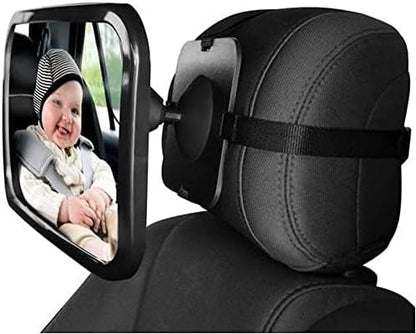 Dorart Rear Facing Baby View Mirror for Child Safety Car Seat - Crystal Clear Reflection via Crash-tested & Shatterproof Convex Mirror