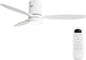 Sofucor 52 Inch Ceiling Fans with Lights and Remote, Modern Wood Low Profile Flush Mount Quiet White Ceiling Fan for Bedroom, Reversible DC Moto for Living Room/Farmhouse/Patio/Indoor/Outdoor