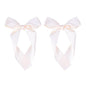 2-Pack Long Satin Ribbon Hair Bows for Girls – Elegant Silk Hair Clips for Toddlers, Infants, Teens & Kids - Ivory