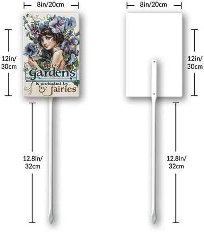 Uptell This Garden is Protected By Fairies Yard Signs with Stakes Aluminum Sign for House/Front Door Outdoor Decoration,Weather Resistant 8x12 Inch