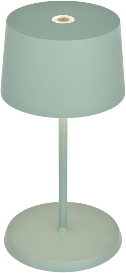 Zafferano, Olivia Mini Lamp, Portable and Rechargeable Table Lamp with Touch Controls, Suitable for Indoor and Outdoor, Dimmer, 2200-3000 K, Height 8.7 Inches, Sage Color