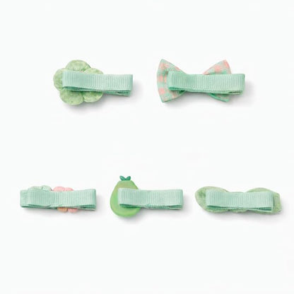 Baby Girl Hair Clips Non Slip for Thin to Thick Hair - No Damage Soft Barrettes for Newborn Infant Toddler - Cute Cartoon Hair Accessories Set (Avocado)