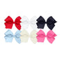 Wee Ones Girls' 6 Piece Set of Bows, Solid Grosgrain Variety Pack on a WeeStay No-Slip Hair Clip, Medium, Blue,Navy,Pink,Red,White