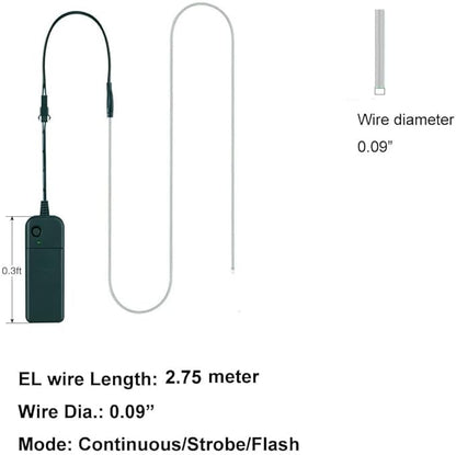 MaxLax EL Wire Pink 5-Pack, 9ft/2.75m Neon Light Wire with Noise Reduction and Battery Pack…
