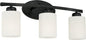 HomePlace by Capital Lighting 115231MB-338 Dixon Modern Soft White Glass Bathroom Vanity Wall Light, 3-Light 300 Total Watts, 9" H x 21" W, Matte Black