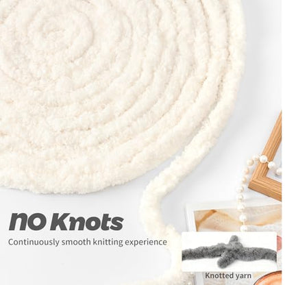 10 Pack Jumbo Chenille Yarn for Crocheting, #10 Super Bulky Baby Soft Yarn for Hand Knitting, 220 yds /70.5 oz Fluffy Chunky Knit Throw Blanket Yarn (Milky White) - color: Milky White