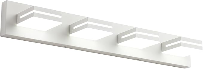 SineRise LED Modern Bathroom Vanity Light Fixtures (4-Light, 30-Inch, Dimmable), Matte White Modern Acrylic Bathroom Wall Lighting Fixtures Over Mirror (Cool White 6000K)