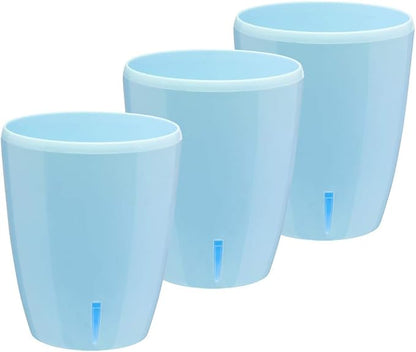 Santino 5.9 Inch ORCHIDEA Self Watering Pots for Orchids in Blue (Set of 3) - Decorative Wicking Planter with w/Great Aerification, Drainage and Water Level Indicator