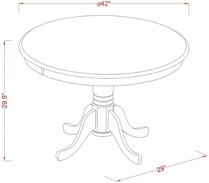 East West Furniture HBIP5-LWH-C 5 Piece Dining Set Includes a Round Dining Table with Pedestal and 4 Linen Fabric Kitchen Room Chairs, 42x42 Inch, Linen White