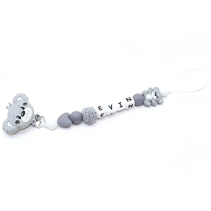 Personalized Pacifier Clip with Name,Custom Bear Pacifier Clips for Newborn Baby Boy Girls