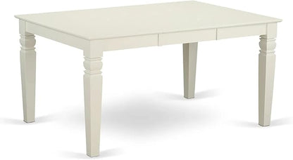 East West Furniture LGDA5-LWH-23 5 Piece Dining Set Contains a Rectangle Kitchen Table with Butterfly Leaf and 4 Polyester Fabric Upholstered Chairs, linen white