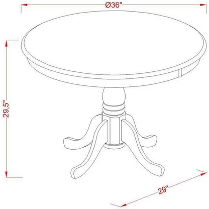 East West Furniture AMBA5-BCH-05 5 Piece Modern Dining Table Set Includes a Round Kitchen Table with Pedestal and 4 Grey Linen Fabric Parson Dining Chairs, 36x36 Inch, Black & Cherry