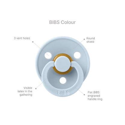 BIBS Color Pacifiers 4-Pack | BPA Free Soother Pacifier | Round Nipple | Natural Rubber Latex | Made in Europe | Size 0-6 Months | Vanilla Glow Mix