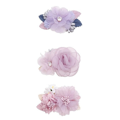 Flower Hair Clips Set for Baby Girl Lightweight Floral Hair Bow Accessories with Boutique Fully Lined Alligator Clip 3pcs for Toddler Teens Gifts