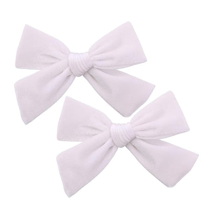 Vintage Velvet Bow Hair Clips for Baby Girl Kids Women Fall Velvet Christmas Hair Bows Barrettes Accessories (2 pcs White)