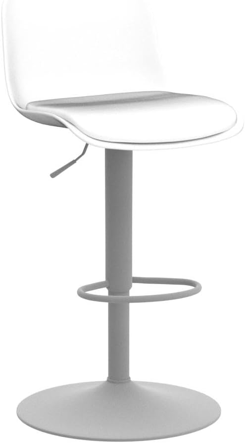 YOUTASTE White Bar Stools Set of 2 Adjustable Counter Height Bar Stool PU Leather Metal Barstools with Back Swivel High Top Bar Chairs Home Kitchen