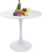 Round White Dining Table Modern Kitchen Table with Pedestal Base in Tulip Design, Mid-Century Leisure Table for 2 to 4 Person
