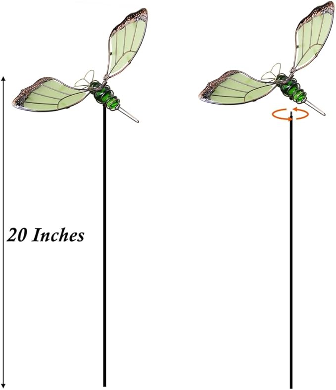 Juegoal 20 Inch Butterfly Garden Stakes Decor, Dragonfly Stakes, Hummingbird Glow in Dark Metal Yard Art for Mom, Mothers Day Ideal Gifts, Indoor Outdoor Lawn Pathway Patio Ornaments, Set of 3
