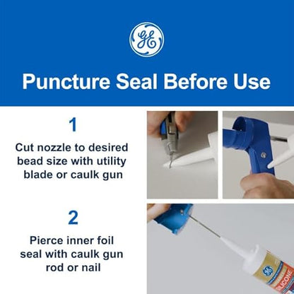 GE All Purpose Silicone Caulk, Clear, 10 fl oz Cartridge, 1 Pack - 100% Waterproof Silicone Sealant, Stronger Adhesion, Freeze & Sun Proof
