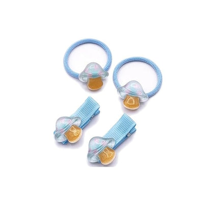 Baby Girls Mushroom Hair Clips Baby Mini Mushroom Hair Pin Kids Small Mushroom Tiny Hairclips BBW03 (4 Pcs-Blue)