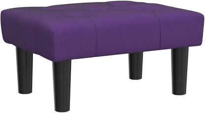 HOUCHICS Small Footstool Ottoman, Velvet Wooden Foot Stool Ottoman with Wood Legs, Sofa Footrest Extra Seating for Living Room Entryway Office(Purple 1PACK)