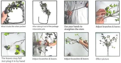 HWL Artificial Plant 43.3 Inch Green Branches Leaf Shop Garden Office Home Decoration (2 pcs)