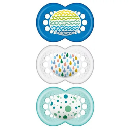 MAM Original Pacifier, Nipple Shape Helps Promote Healthy Oral Development, 3 Pack, Unisex Boy, 6+ Months