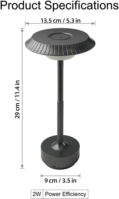 Goodoo Outdoor Table Lamps Touch Control LED Wireless Lamp Night Light Portable Table Light 1800mAh Battery for Patio Restaurant Camping Coffee Shop(Grey)