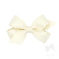 Wee Ones Girls' Classic Grosgrain Hair Bow with Scalloped Edges, No-Slip Hair Clip, Handmade, Antique White, Mini