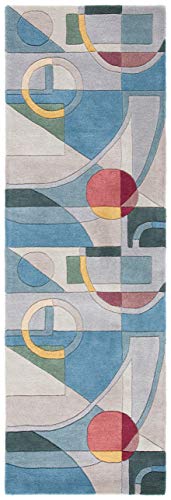 SAFAVIEH Rodeo Drive Collection Runner Rug - 2'3" x 20', Blue & Multi, Handmade Mid-Century Modern Abstract Wool, Ideal for High Traffic Areas in Living Room, Bedroom (RD845B) - color: Blue/Multi, size: 2'3" x 20' (Runner)