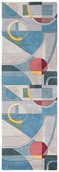 SAFAVIEH Rodeo Drive Collection Runner Rug - 2'3" x 20', Blue & Multi, Handmade Mid-Century Modern Abstract Wool, Ideal for High Traffic Areas in Living Room, Bedroom (RD845B) - color: Blue/Multi, size: 2'3" x 20' (Runner)