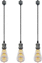 Kiven 3-Light H-Type Wire Track Light Pendants, 59 Inch Cord Length Black Weave Rope, Restaurant Chandelier Decorative Pendant Light Industrial Factory Pendant Lamp 3 Pack,Bulb Not Included（Black）