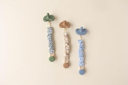 Muslin Cotton - Metal-Free Pacifier Clips, Lightweight and Secure Pacifier Holder for Babies (Ocean Bleu) - Mila & Lulu