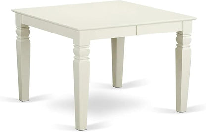 East West Furniture LGDA5-LWH-23 5 Piece Dining Set Contains a Rectangle Kitchen Table with Butterfly Leaf and 4 Polyester Fabric Upholstered Chairs, linen white
