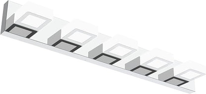 Ralbay Chrome Bathroom Vanity Lighting Fixtures Acrylic Rotable 360° LED Modern Bathroom Vanity Light Over Mirror (6000K White Light)