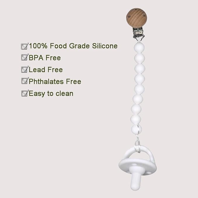 Silicone Pacifier Clip Holder for Baby, Fits Most Pacifier Styles, BPA-Free, 2 Pack (Peach & Pink)