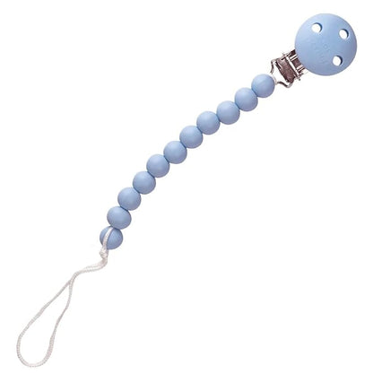 Kids Heroes Silicone Pacifier Holder Clip with One Piece Design for Baby, 2 Pack (Blue and Grey)