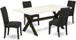 East West Furniture X627DR124-5 5 Piece Dining Set Includes a Rectangle Dining Room Table with X-Legs and 4 Black Color Linen Fabric Upholstered Parson Chairs, 40x72 Inch, Multi-Color