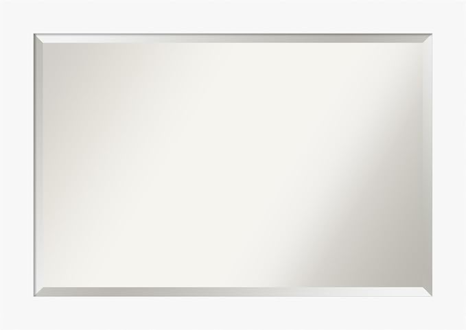 Amanti Art White Bathroom Mirror for Over Sink, 30x42 Basic White Rectangle Vanity Mirror, Large Casual Wood Frame, Hangs Horizonally and Vertically, Bathroom Wall Decor, Beveled Edge from WI, USA